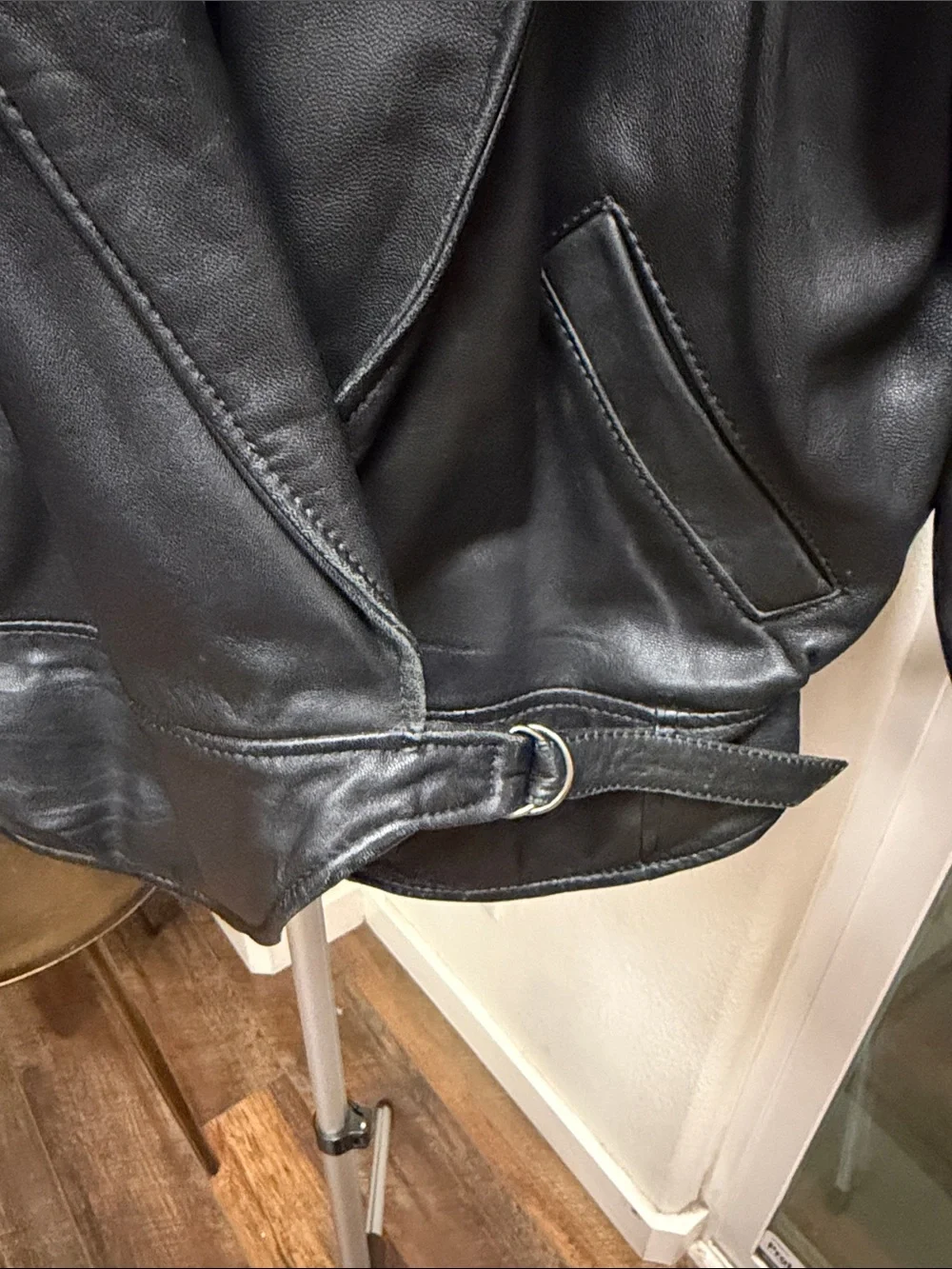Vintage 80s Pelle Cuir Black Leather Jacket Batwing Avant-Garde M